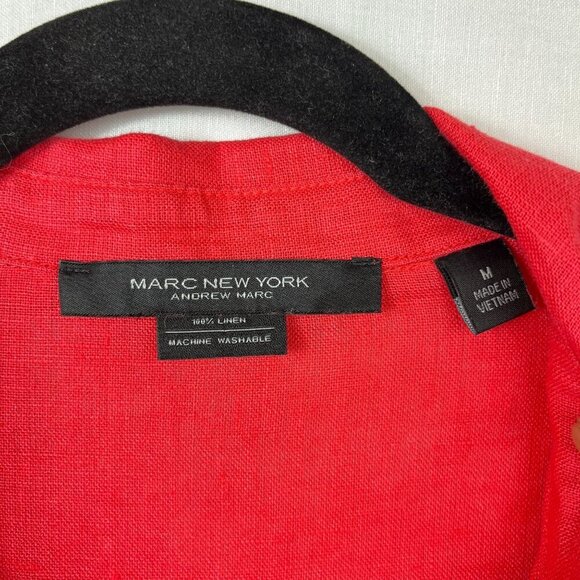 Andrew Marc 100% Linen Short Sleeve Blouse Womens M Lagenlook Beach Mature Pink - Picture 6 of 8